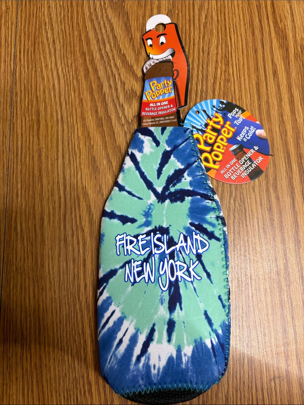 Fire Island New York Tie-Dye Bottle Insulator - Blue & Green